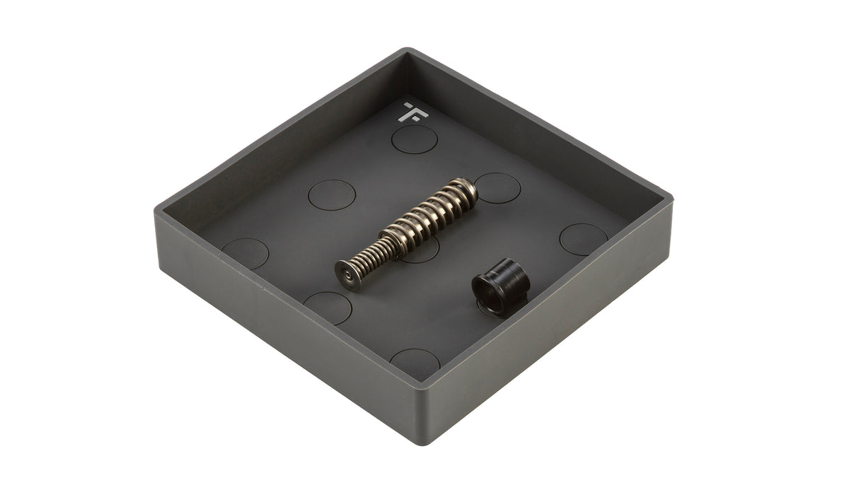 Tactical Formulary Mag Tray for organizing firearm magazines and small parts on a workbench