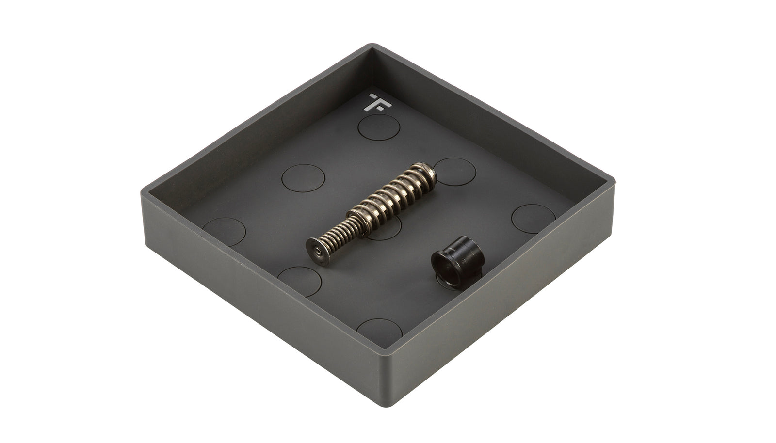 Tactical Formulary Mag Tray for organizing firearm magazines and small parts on a workbench