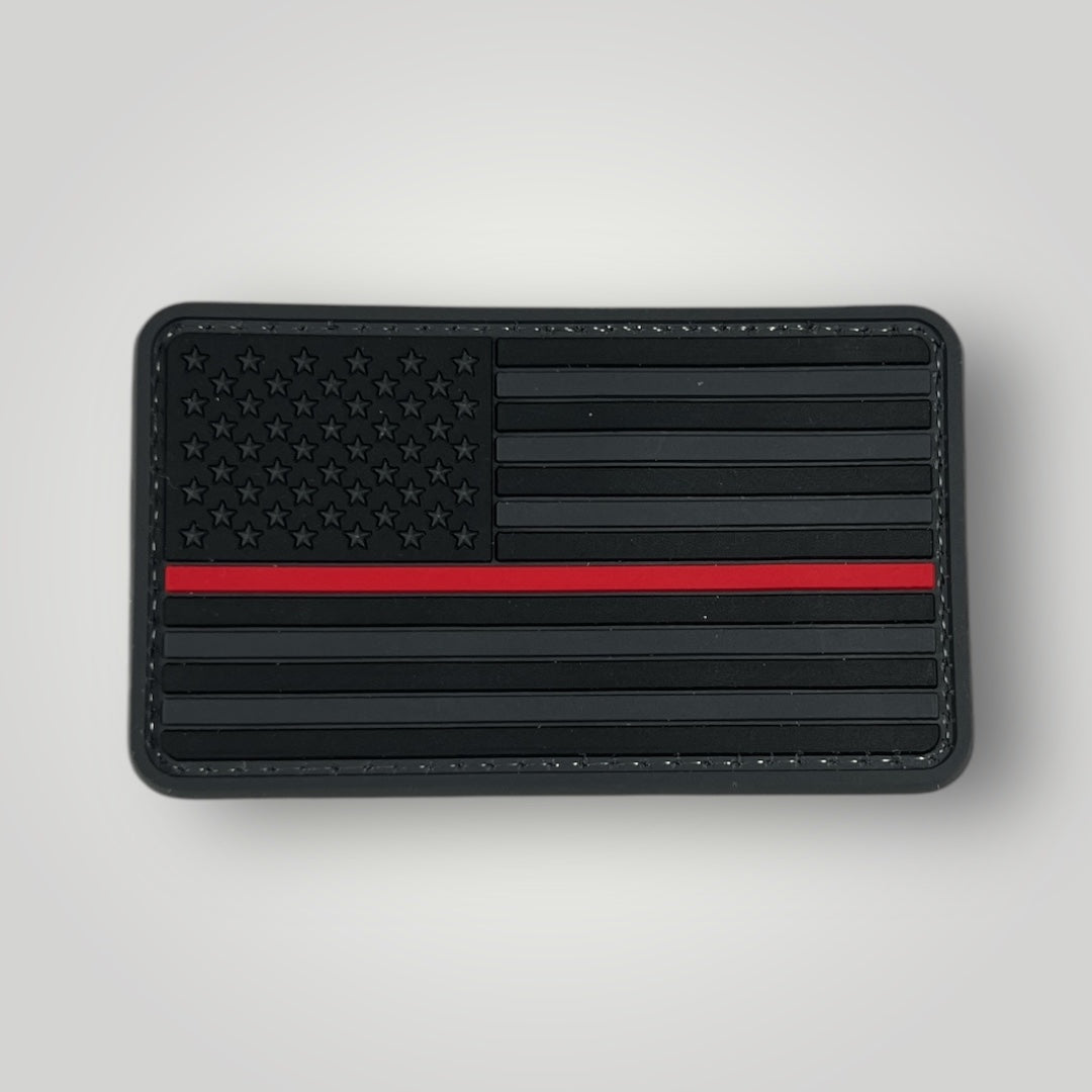 USA Flag Black Red Stripe PVC Patch