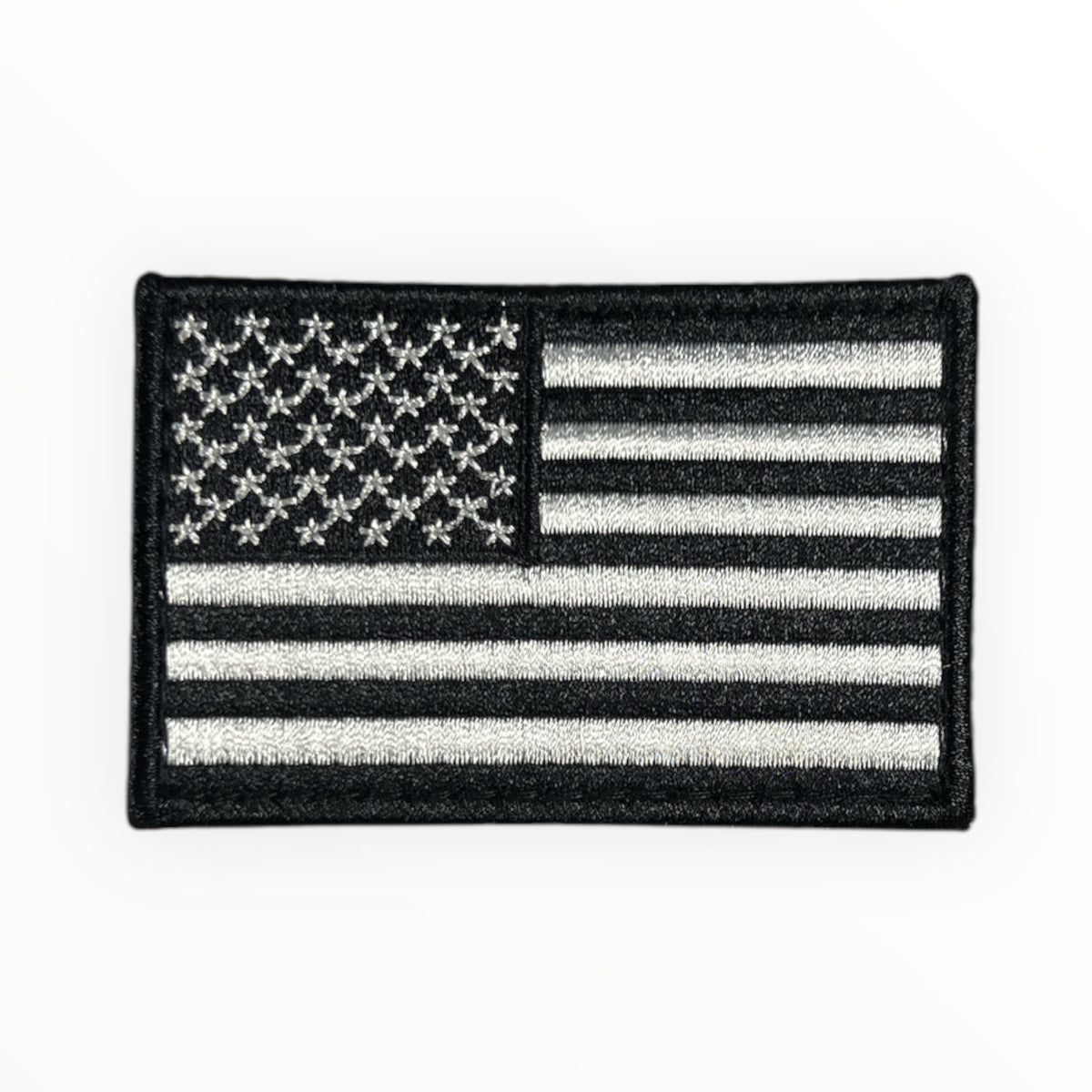 USA Flag Black and White Embroidered Patch