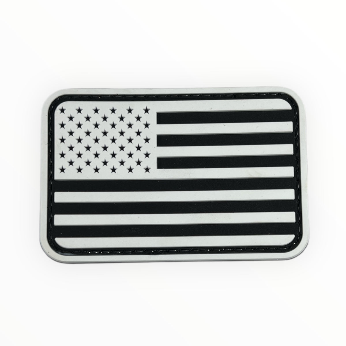 USA Flag Black and White PVC Patch