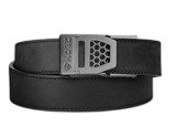 X6 GUNMETAL BUCKLE | BLACK BUFFALO LEATHER GUN BELT - 24&quot; - 44&quot;