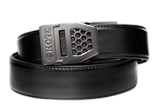 X6 GUNMETAL BUCKLE | BLACK LEATHER GUN BELT - XL 44&quot; - 54&quot;